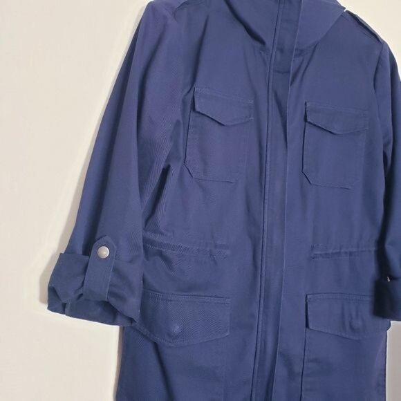 Gap Navy Blue Convertible Sleeve Cotton Utility Field Jacket Women's Size Small - Picture 10 of 13
